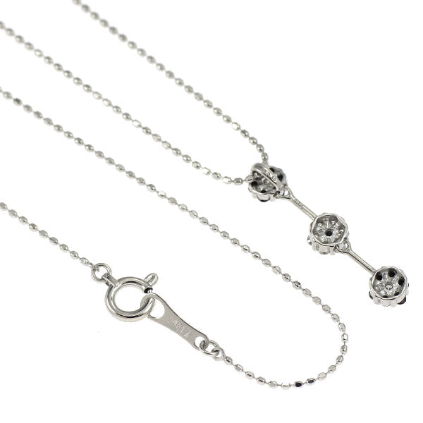 K18WG ブラック/カラーレス ダイヤモンド ペンダントネックレス BD0.14ct D0.08ct フラワー