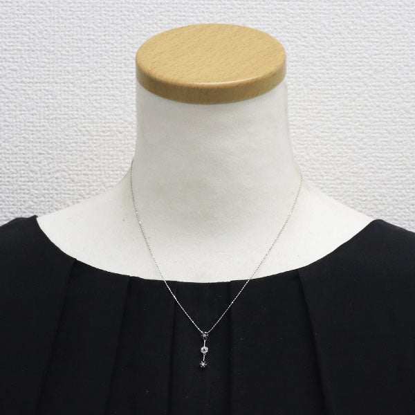 K18WG ブラック/カラーレス ダイヤモンド ペンダントネックレス BD0.14ct D0.08ct フラワー