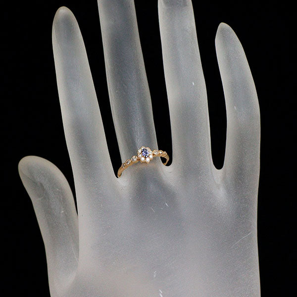 希少 K18PG ベニトアイト ダイヤモンド リング 0.06ct D0.17ct