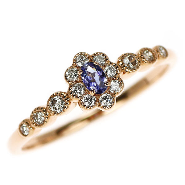 希少 K18PG ベニトアイト ダイヤモンド リング 0.06ct D0.17ct