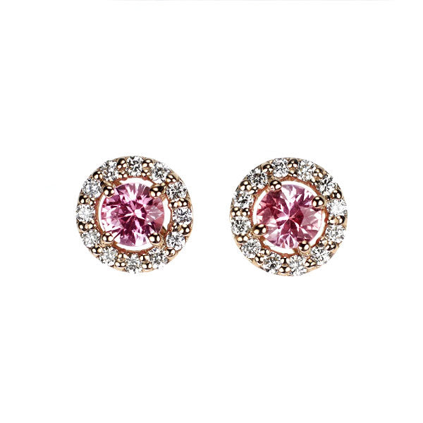 K18PG ピンクサファイア ダイヤモンド ピアス 0.327ct D0.22ct