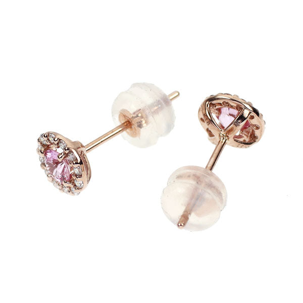 K18PG ピンクサファイア ダイヤモンド ピアス 0.327ct D0.22ct