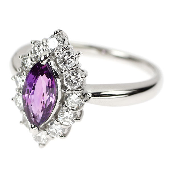 Pt900 パープルサファイア ダイヤモンド リング 1.418ct D0.70ct