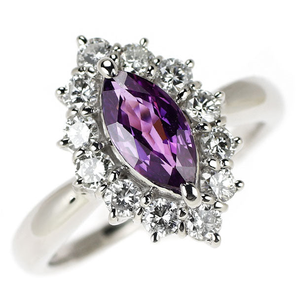 Pt900 パープルサファイア ダイヤモンド リング 1.418ct D0.70ct