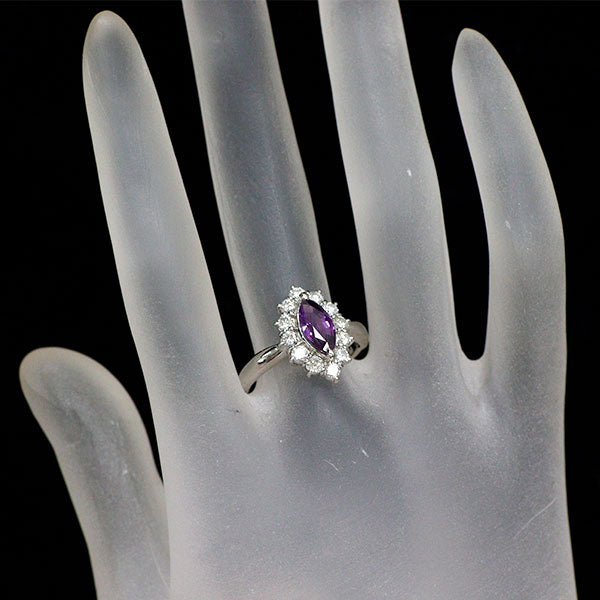 Pt900 パープルサファイア ダイヤモンド リング 1.418ct D0.70ct