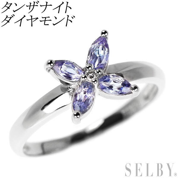 Pt900 タンザナイト ダイヤモンド リング  フラワー