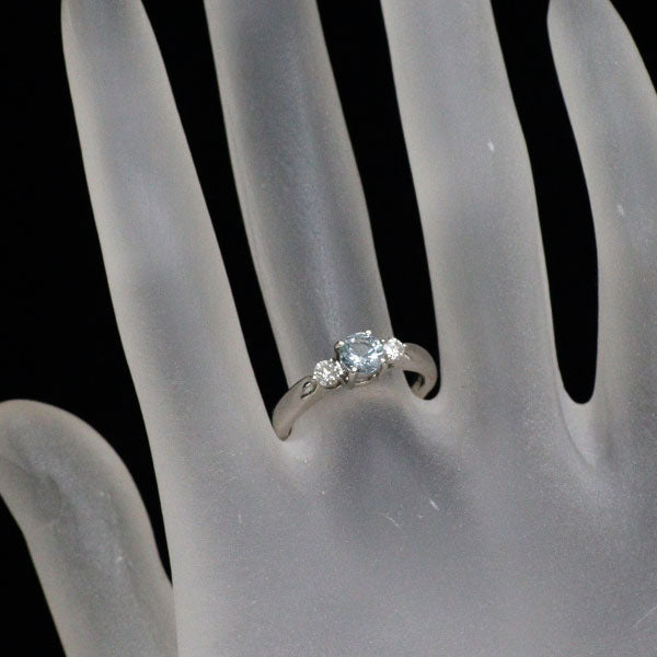 Pt900 アクアマリン ダイヤモンド リング D0.16ct