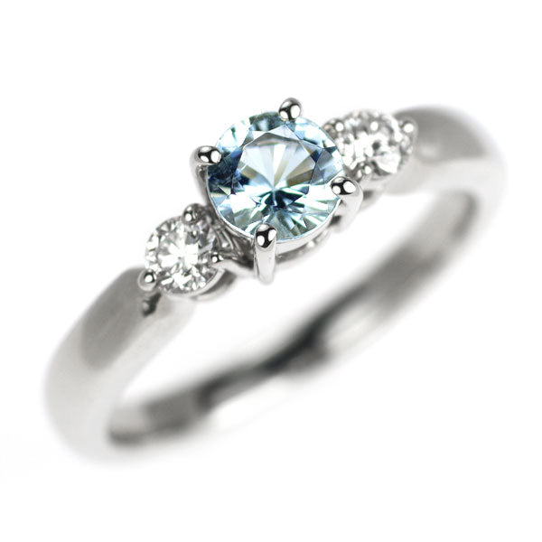 Pt900 アクアマリン ダイヤモンド リング D0.16ct