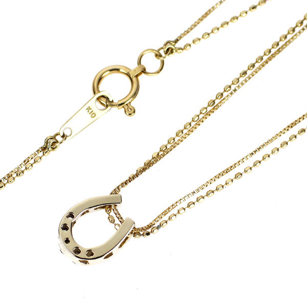 K18YG/ K10YG ダイヤモンド ペンダントネックレス 0.15ct 馬蹄 ホースシュー