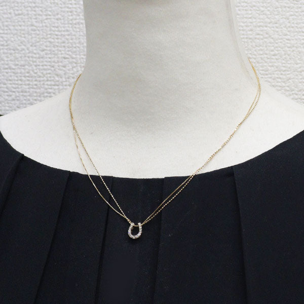 K18YG/ K10YG ダイヤモンド ペンダントネックレス 0.15ct 馬蹄 ホースシュー