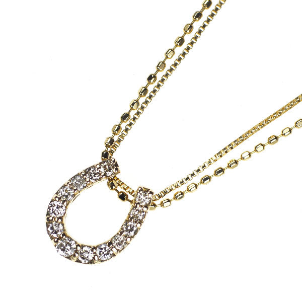 K18YG/ K10YG ダイヤモンド ペンダントネックレス 0.15ct 馬蹄 ホースシュー