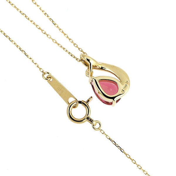 K10YG ピンクトルマリン ダイヤモンド ペンダントネックレス