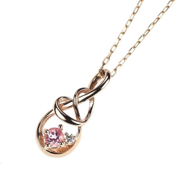 サマンサティアラ K10PG ピンク トルマリン ダイヤモンド ペンダントネックレス D0.01ct Infinity Love Knot
