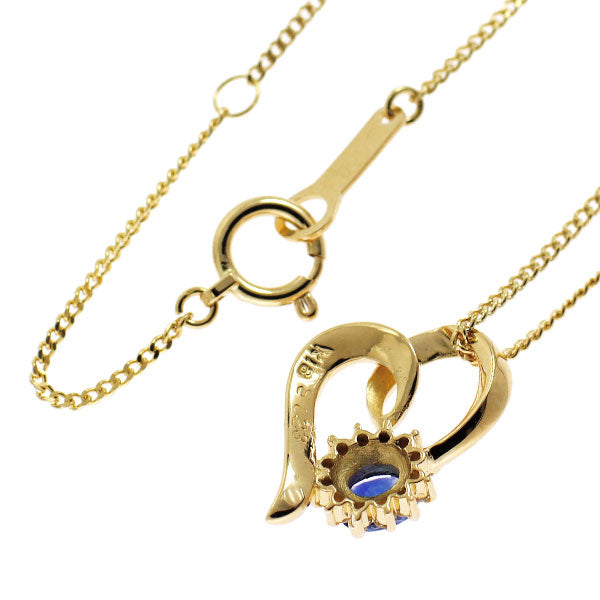 K18YG サファイア ダイヤモンド ペンダントネックレス 0.23ct D0.08ct ハート