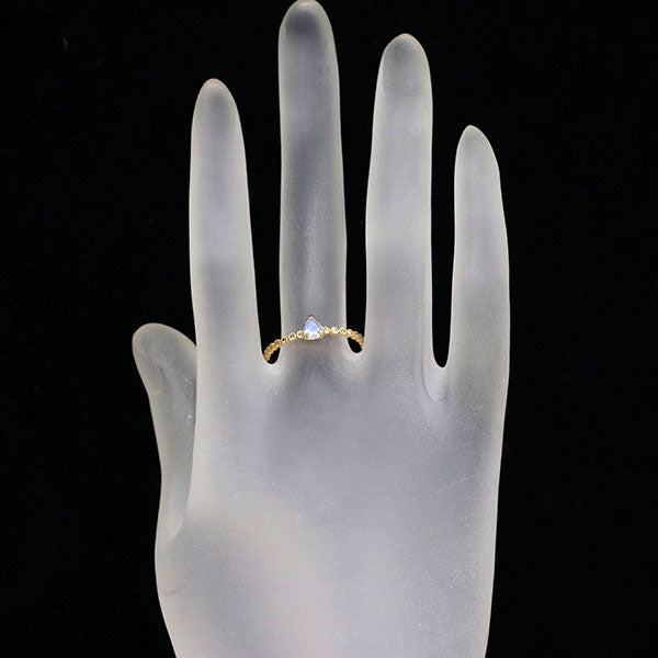 K18YG ムーンストーン ダイヤモンド リング