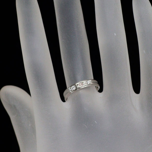 Pt900 天然ピンクダイヤモンド リング 0.02ct D0.05ct