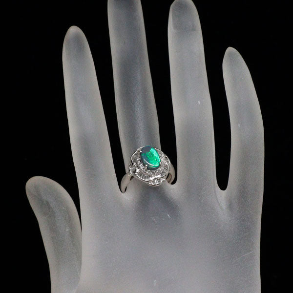 Pt900 ブラックオパール ダイヤモンド リング 1.11ct D0.40ct