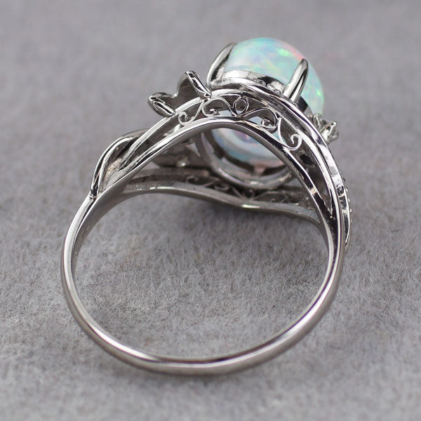 Pt850 オパール ダイヤモンド リング 2.58ct D0.121ct