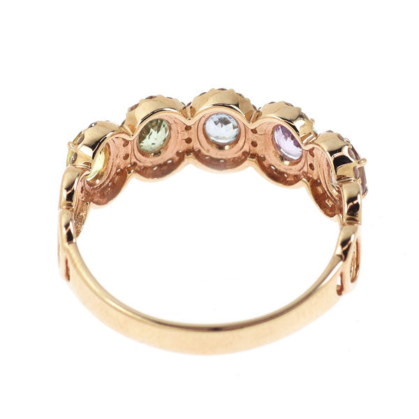 K18PG ファンシーカラー サファイア ダイヤモンド リング 1.15ct D0.31ct