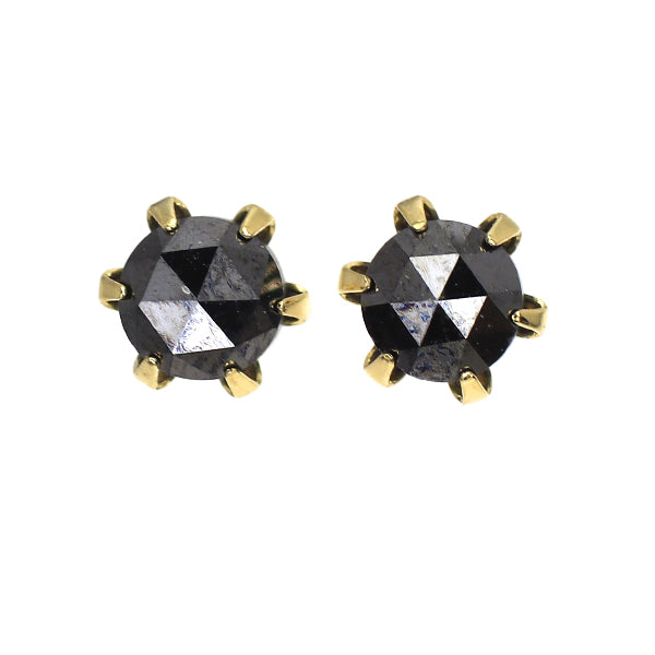 K18YG ローズカット ブラックダイヤモンド ピアス 0.50ct