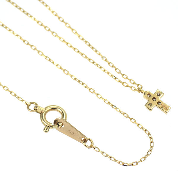K10YG ダイヤモンド ペンダントネックレス 0.08ct クロス
