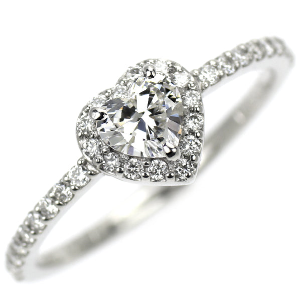 新品 Pt950 ハートシェイプ ダイヤモンド リング 0.305ct D VS2 D0.17ct【エスコレ】