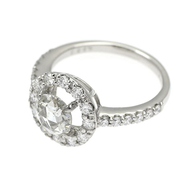 新品 Pt950 ローズカット ダイヤモンド リング 0.660ct I SI2 D0.63ct【エスコレ】