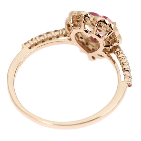 新品 K18PG ハートシェイプ パパラチアサファイア ダイヤモンド リング 0.535ct D0.24ct 【エスコレ】