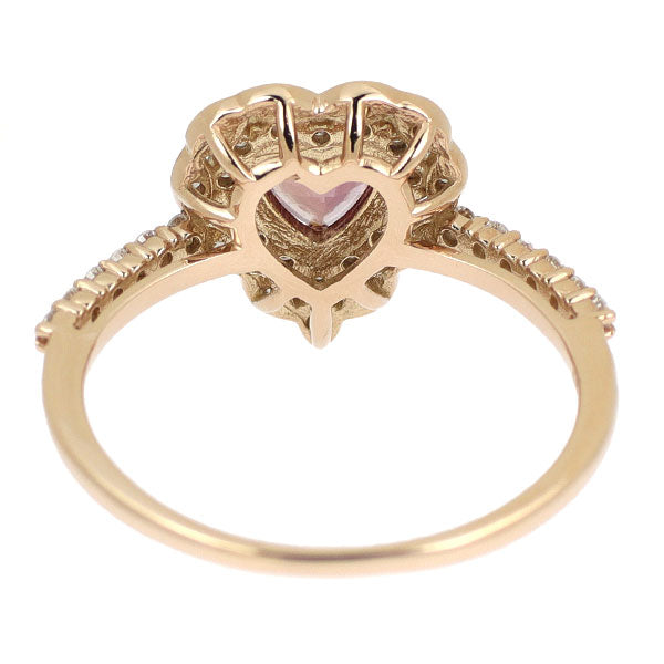 新品 K18PG ハートシェイプ パパラチア サファイア ダイヤモンド リング 0.453ct D0.24ct 【エスコレ】