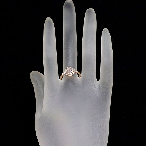 新品 K18PG 天然ピンク ダイヤモンド リング 0.341 FLP I1 D0.24ct 【エスコレ】