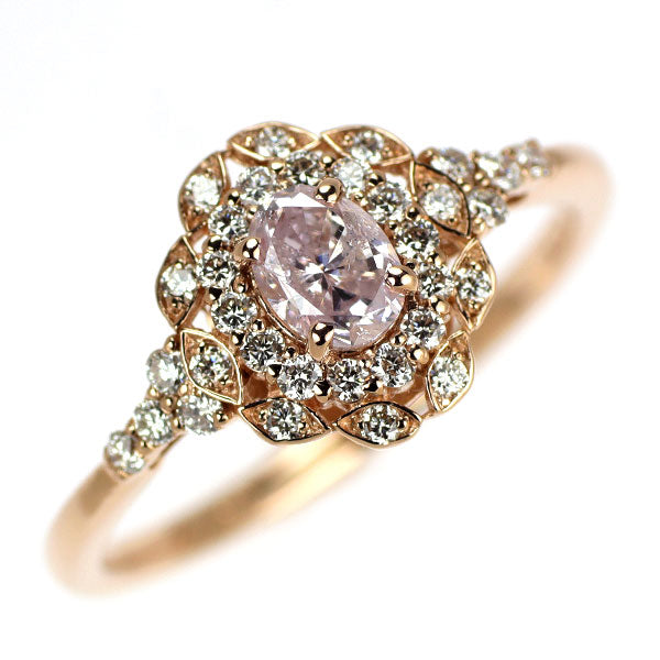 新品 K18PG 天然ピンク ダイヤモンド リング 0.341 FLP I1 D0.24ct 【エスコレ】