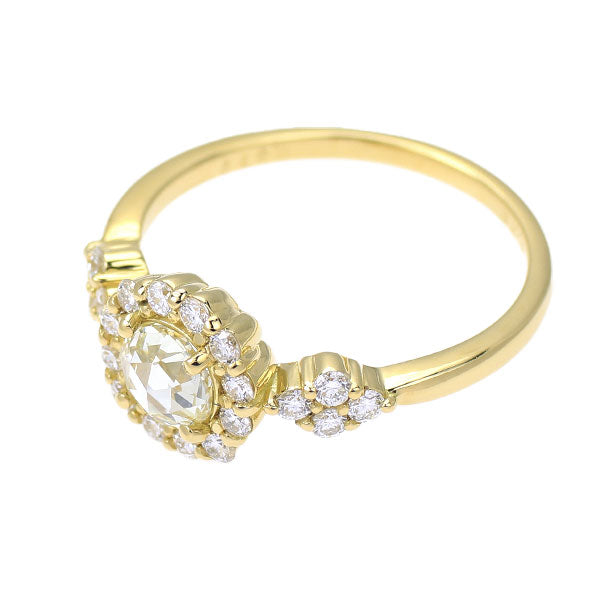 新品 K18YG ローズカット ダイヤモン リング 0.372ct M VS2 D0.36ct【エスコレ】