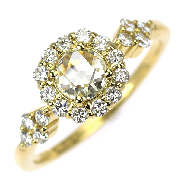 新品 K18YG ローズカット ダイヤモン リング 0.372ct M VS2 D0.36ct【エスコレ】