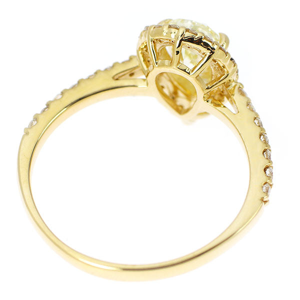新品 K18YG ペアシェイプ ダイヤモンド リング 1.103ct LY SI2 D0.33ct 【エスコレ】