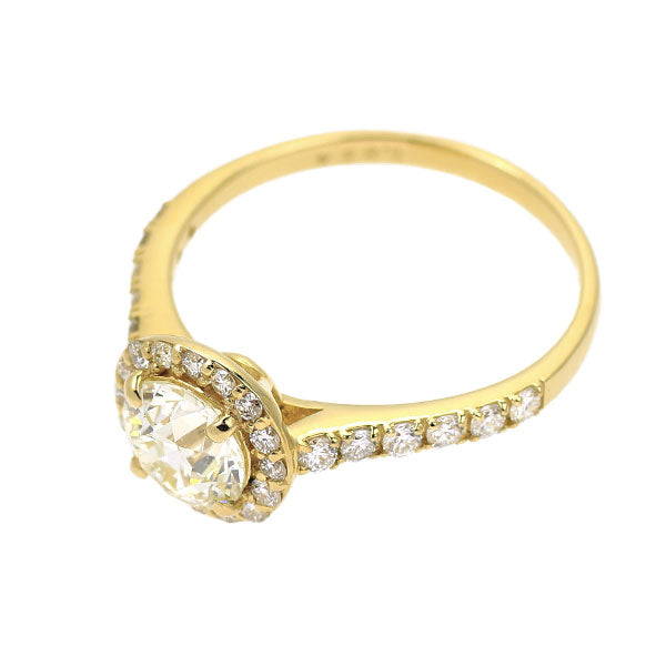 新品 K18YG サーキュラーブリリアントカット ダイヤモンド リング 0.934ct VLY SI2 D0.38ct【エスコレ】