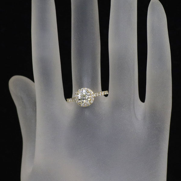 新品 K18YG サーキュラーブリリアントカット ダイヤモンド リング 0.934ct VLY SI2 D0.38ct【エスコレ】