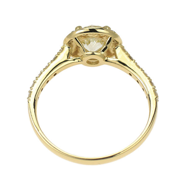 新品 K18YG サーキュラーブリリアントカット ダイヤモンド リング 0.934ct VLY SI2 D0.38ct【エスコレ】