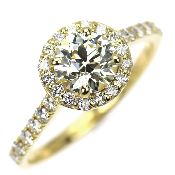 新品 K18YG サーキュラーブリリアントカット ダイヤモンド リング 0.934ct VLY SI2 D0.38ct【エスコレ】