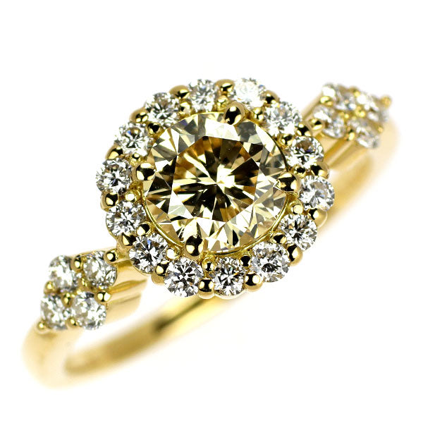 新品 K18YG ダイヤモンド リング 1.004ct LBY SI1 G D0.47ct 【エスコレ】