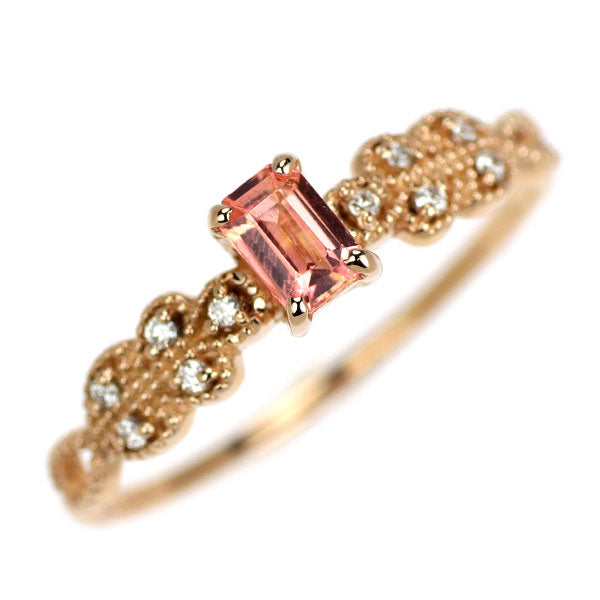 新品 希少 K18PG ナイジェリア産 ヴェイリネナイト ダイヤモンド リング 0.179ct D0.04ct【エスコレ】