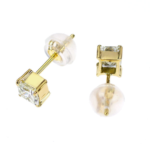新品 K18YG プリンセスカット ダイヤモンド ピアス 0.534ct J/L SI1/SI2【エスコレ】