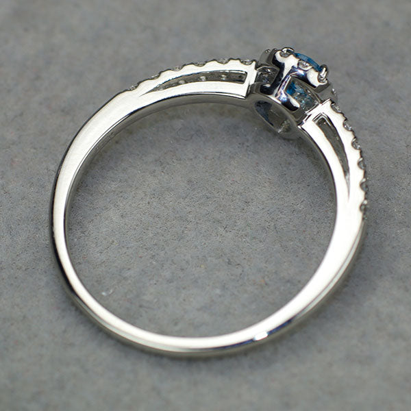 新品 Pt950 宝石品質ジンバブエ産単色ユークレース ダイヤモンド リング 0.133ct D0.16ct 希少石 レアストーン【エスコレ】