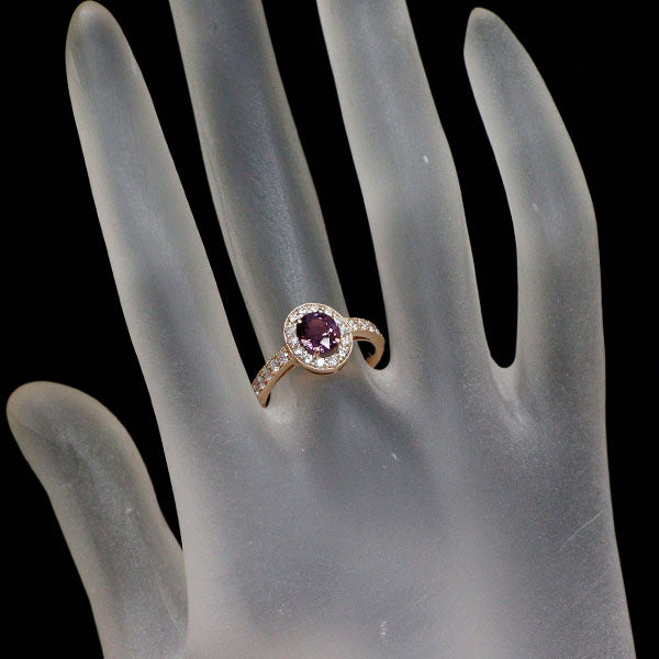 新品 K18PG 非加熱ラベンダーサファイア ダイヤモンド リング 1.23ct D0.47ct【エスコレ】