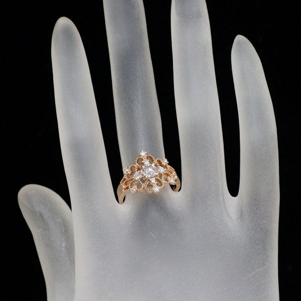 新品 K18PG 天然ピンクダイヤモンド リング 0.421ct LP I1 D0.24ct【エスコレ】