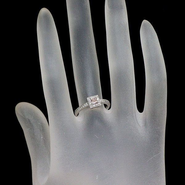 新品 Pt950 天然ピンクダイヤモンド リング 0.217ct FLP SI1 D0.20ct【エスコレ】