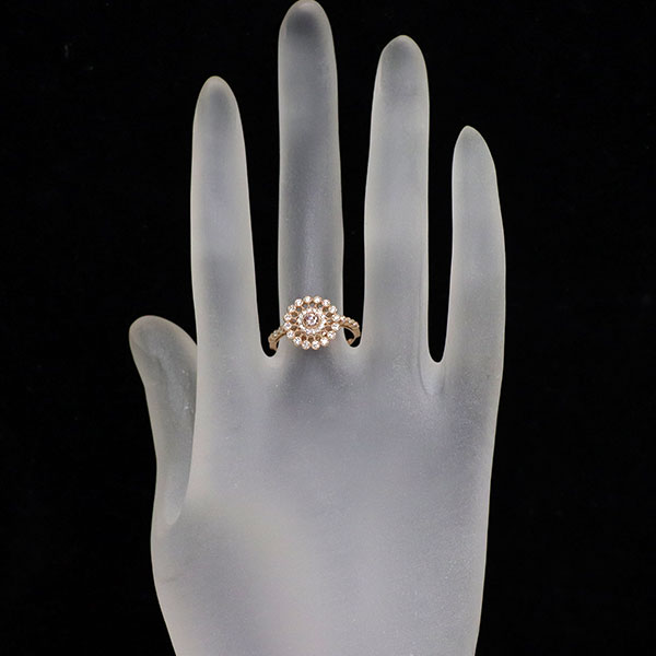 新品 希少 K18PG 天然ピンク ダイヤモンド リング 0.123ct FOP SI2 D0.27ct【エスコレ】