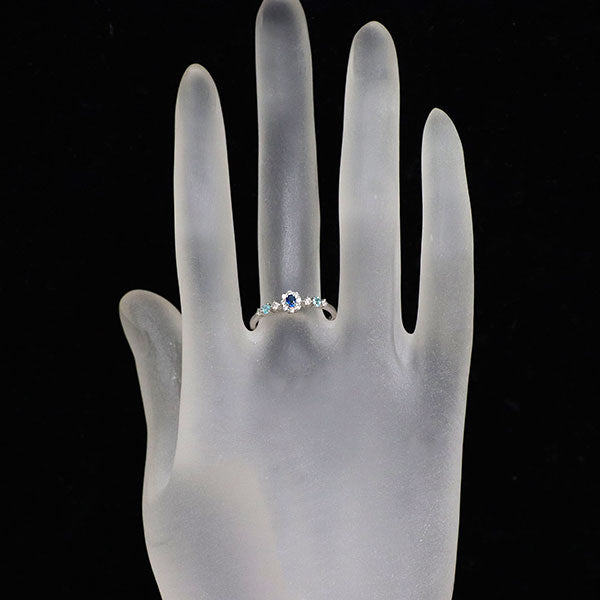 新品 希少 Pt900 ジンバブエ産ユークレース パライバトルマリン ダイヤモンド リング 0.04ct PT0.06ct D0.16ct 【エスコレ】