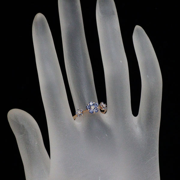 セイレーンアズーロ K18PG サファイア ダイヤモンド リング 0.44ct D0.04ct フラワー
