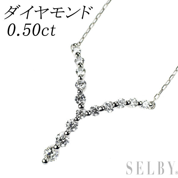 Pt900/ Pt850 H&Cダイヤモンド ペンダントネックレス 0.50ct イニシャル「Y」