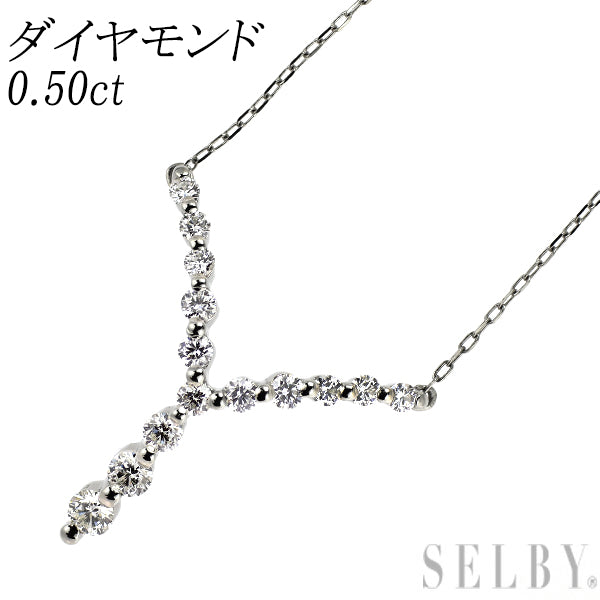 Pt900/ Pt850 H&C ダイヤモンド ペンダントネックレス 0.50ct イニシャル「Y」